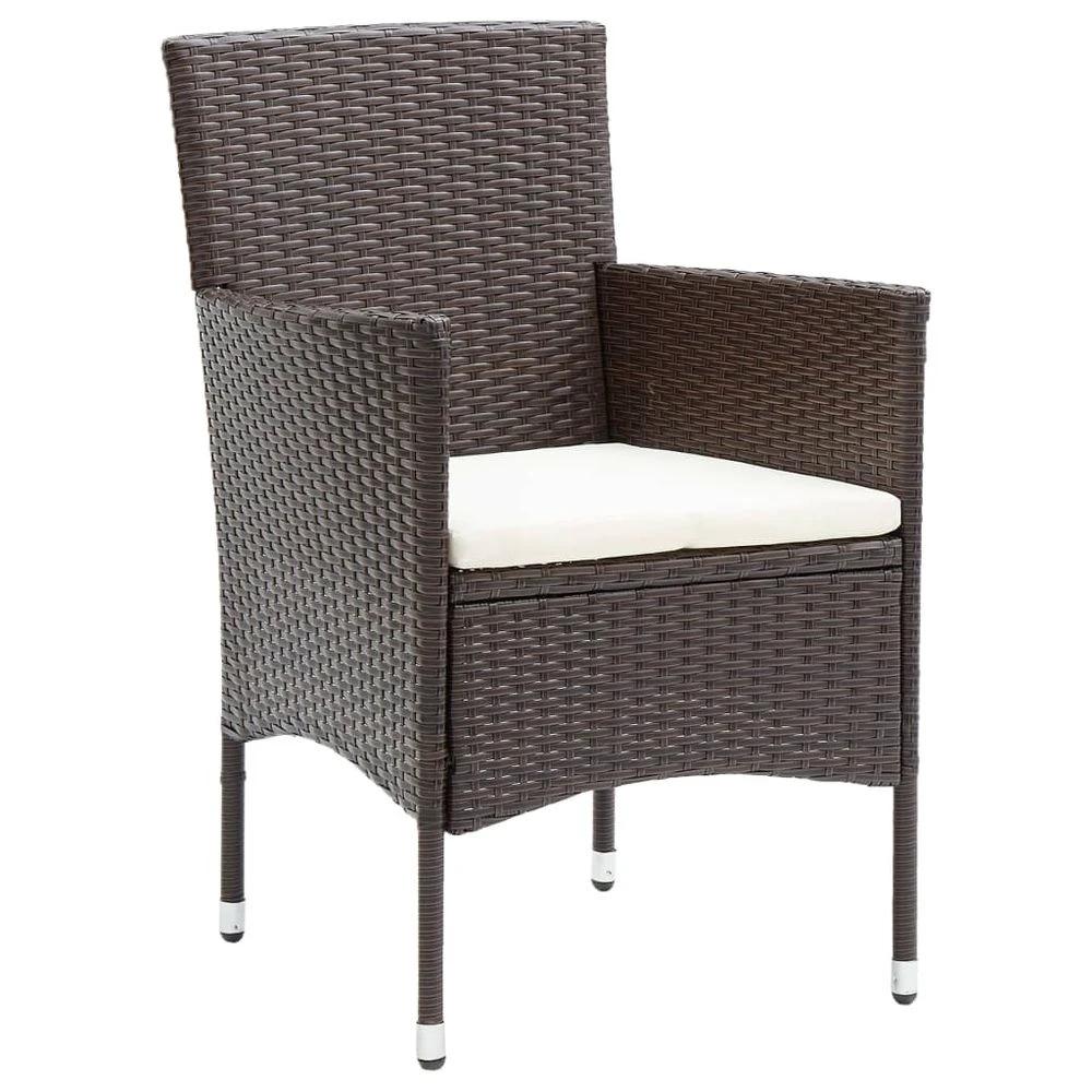 vidaXL Garden Dining Chairs 4 pcs vidaXL Poly Rattan Brown - Uncategorized Garden Chairs