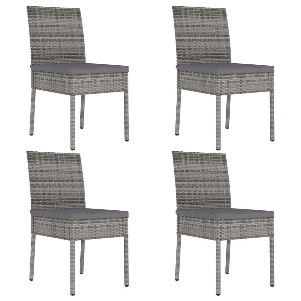 Garden Dining Chairs 4 pcs vidaXL Poly Rattan Grey by vidaXL