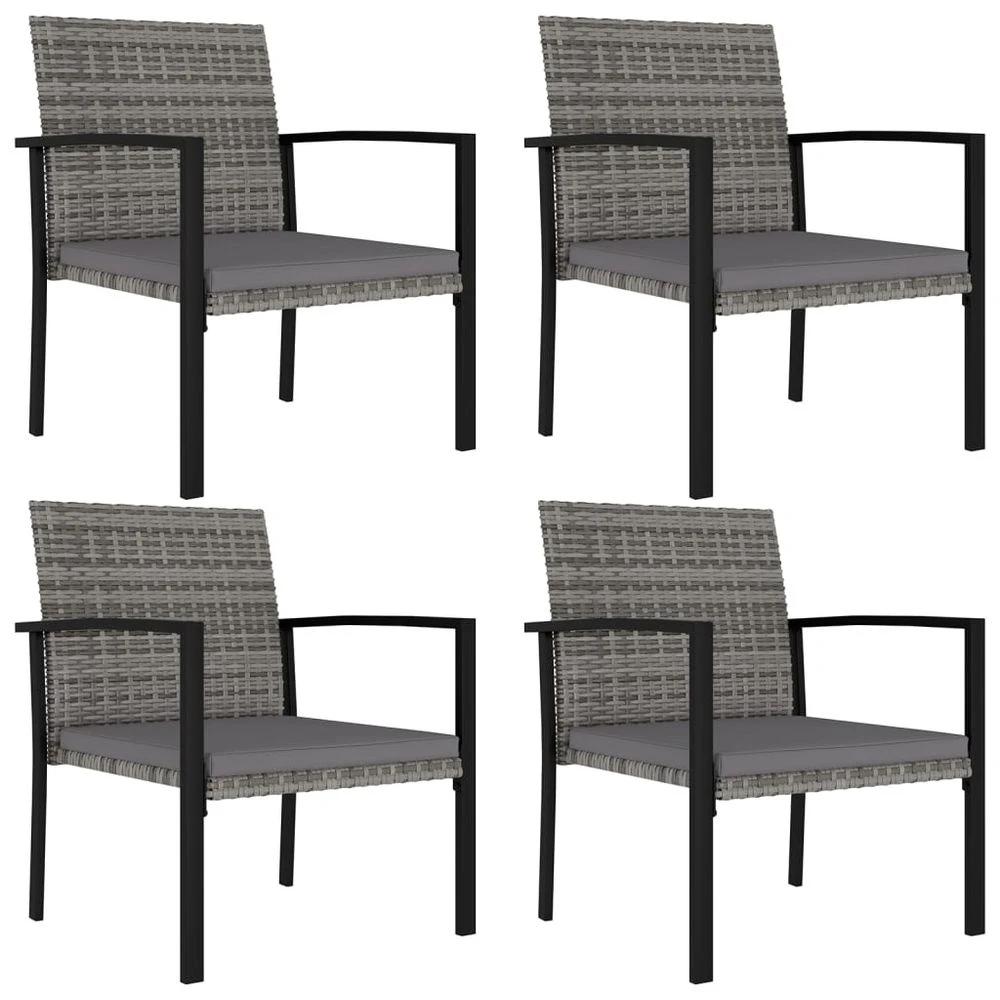 Garden Dining Chairs 4 pcs vidaXL Poly Rattan Grey by vidaXL