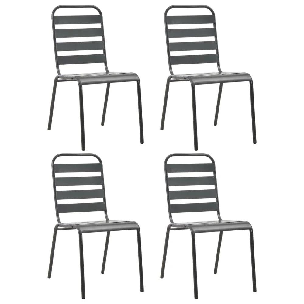 Outdoor Chairs 4 pcs vidaXL Slatted Design Steel Dark Grey by vidaXL