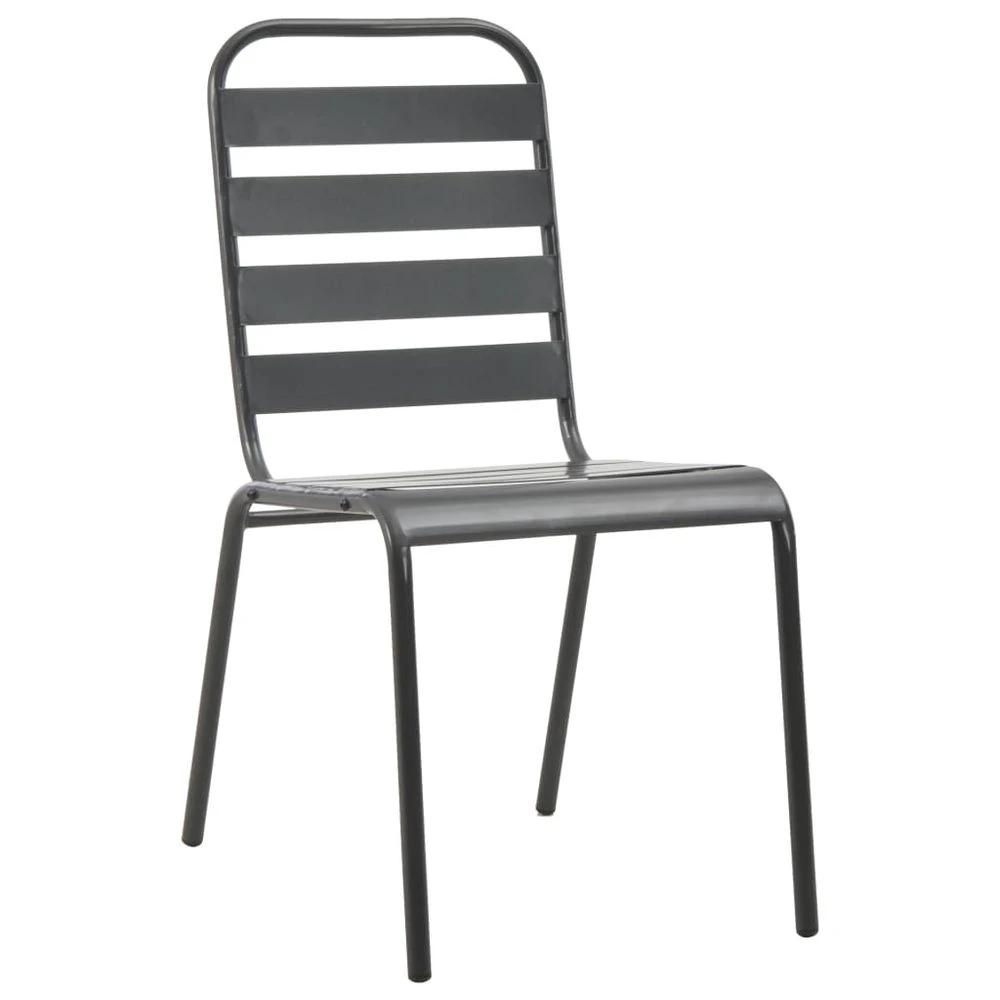 Outdoor Chairs 4 pcs vidaXL Slatted Design Steel Dark Grey by vidaXL