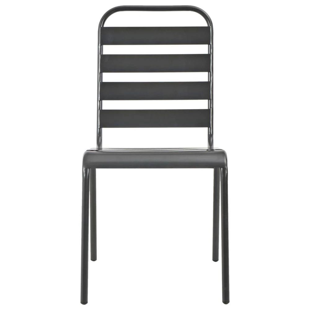 Outdoor Chairs 4 pcs vidaXL Slatted Design Steel Dark Grey by vidaXL