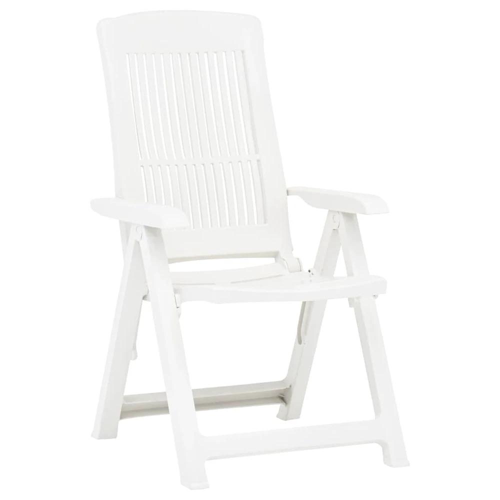 Garden Reclining Chairs 2 pcs vidaXL Plastic White by vidaXL