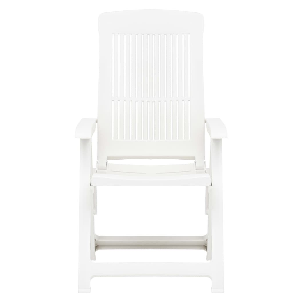Garden Reclining Chairs 2 pcs vidaXL Plastic White by vidaXL