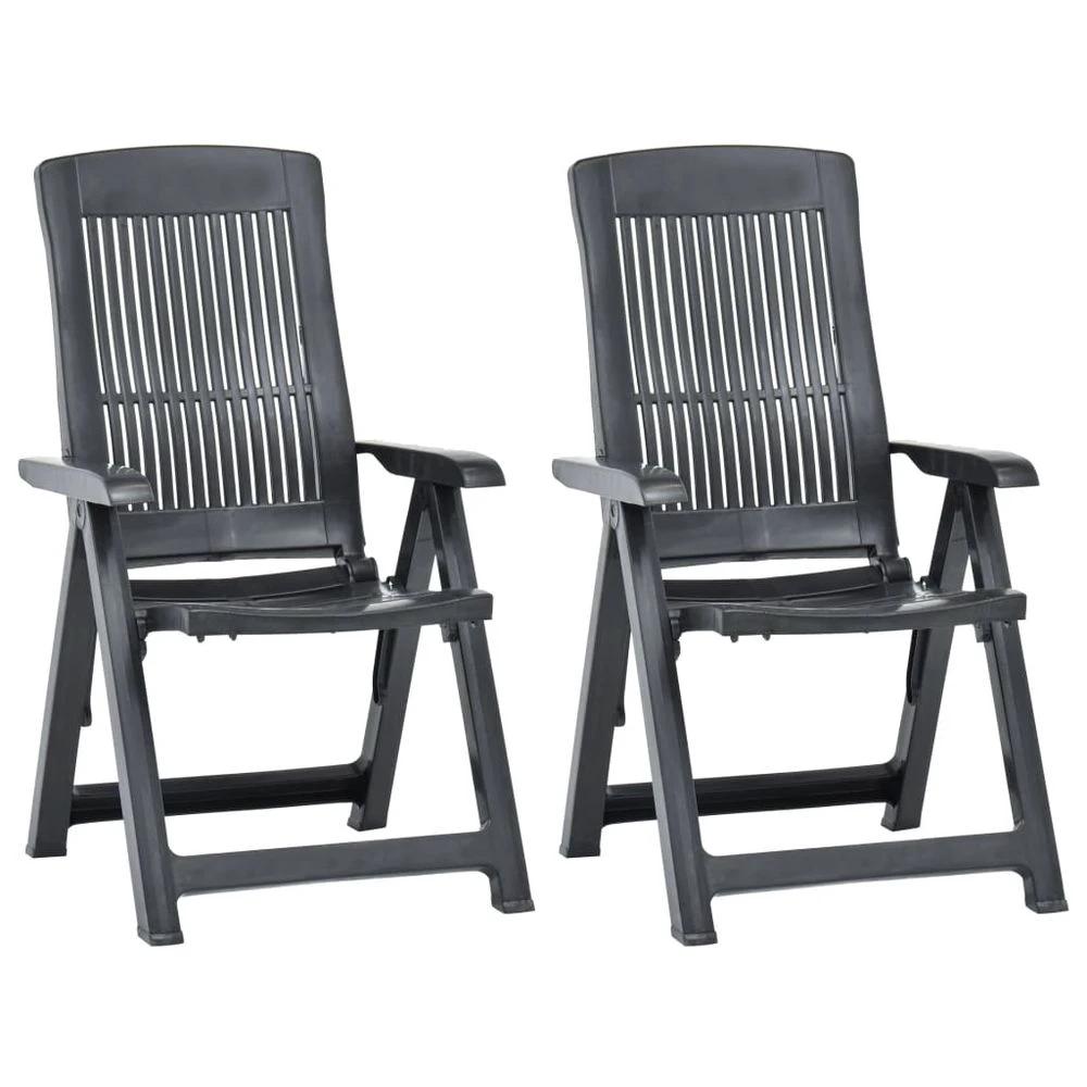 Garden Reclining Chairs 2 pcs vidaXL Plastic White by vidaXL