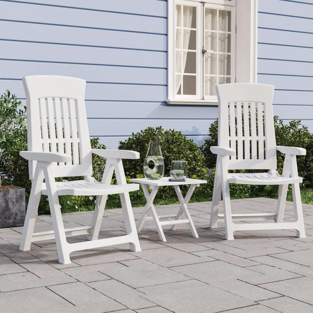 Garden Reclining Chairs 2 pcs vidaXL White PP by vidaXL