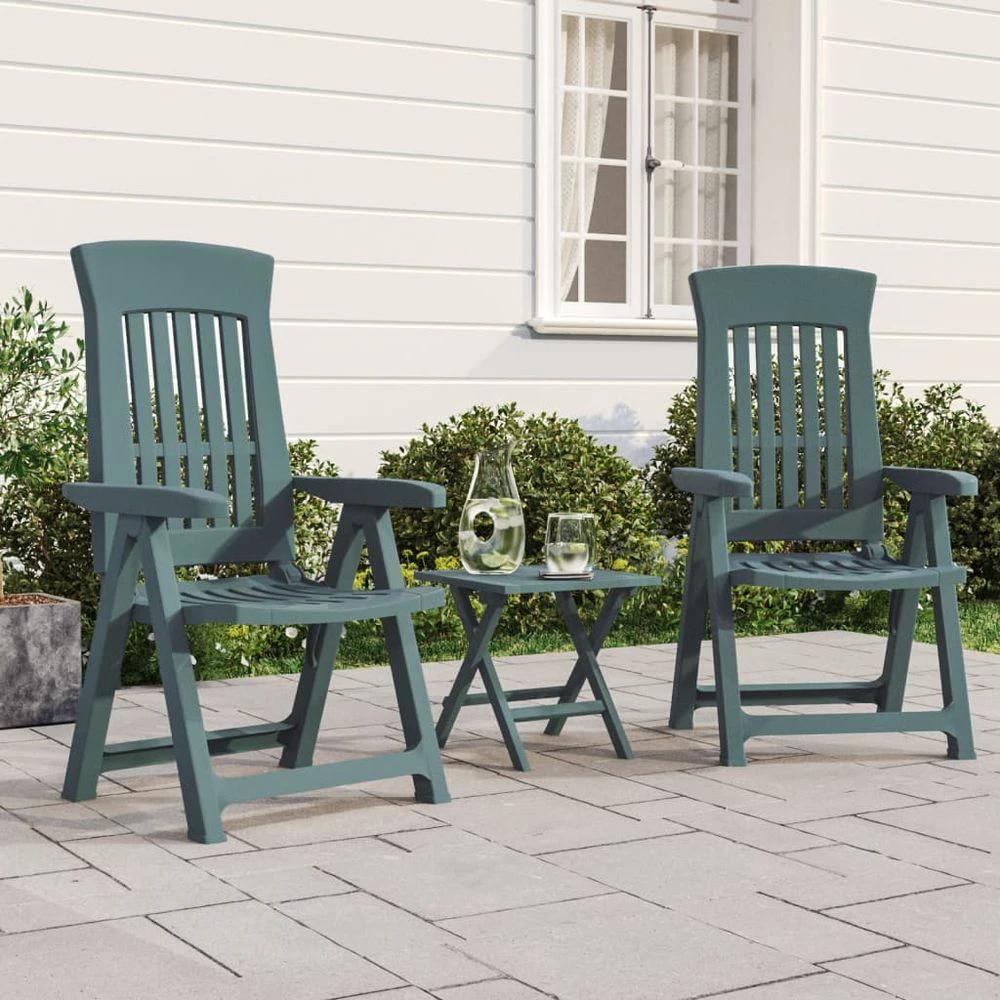 Garden Reclining Chairs 2 pcs vidaXL White PP by vidaXL