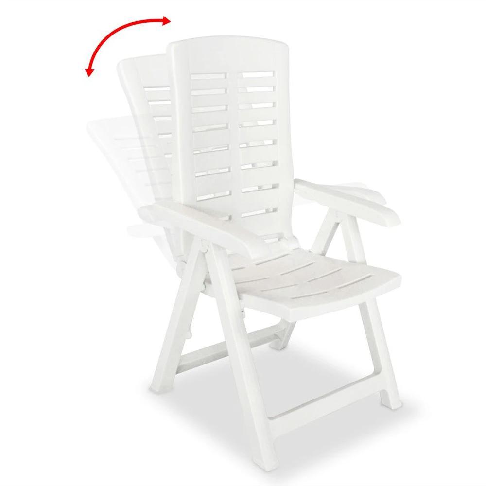Reclining Garden Chairs 4 pcs vidaXL Plastic White by vidaXL