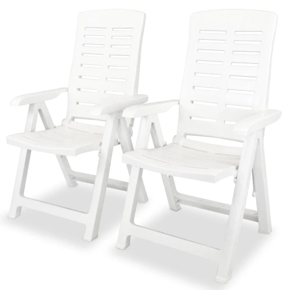 Reclining Garden Chairs 4 pcs vidaXL Plastic White by vidaXL
