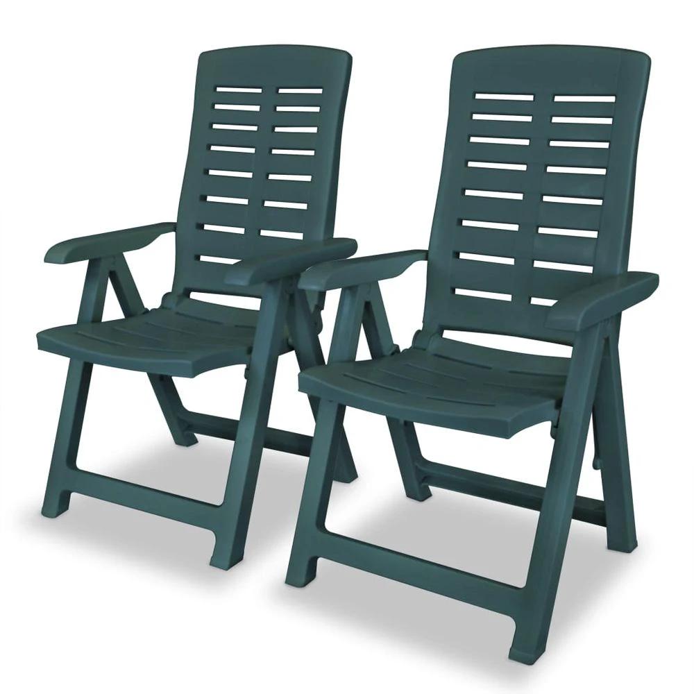 Reclining Garden Chairs 4 pcs vidaXL Plastic White by vidaXL