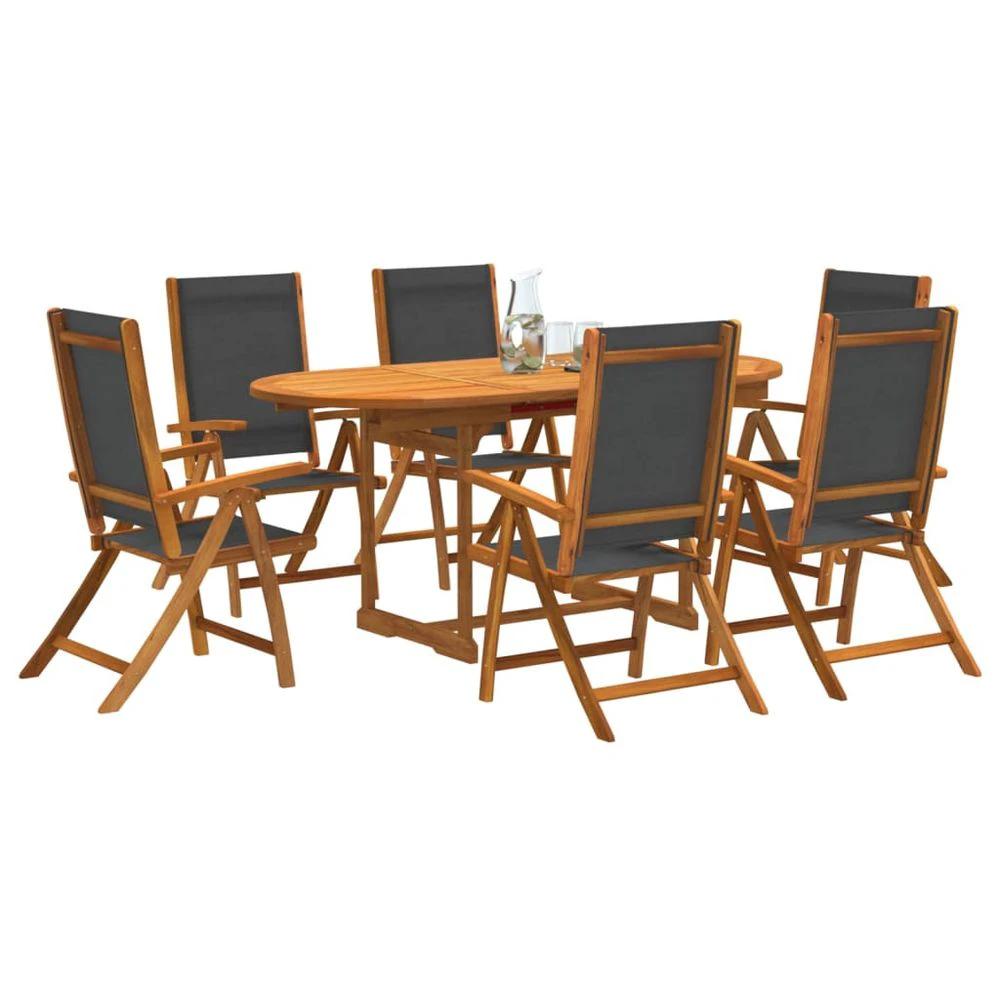 vidaXL 7 Piece vidaXL Garden Dining Set Solid Wood Acacia and Textilene - Uncategorized Garden Set