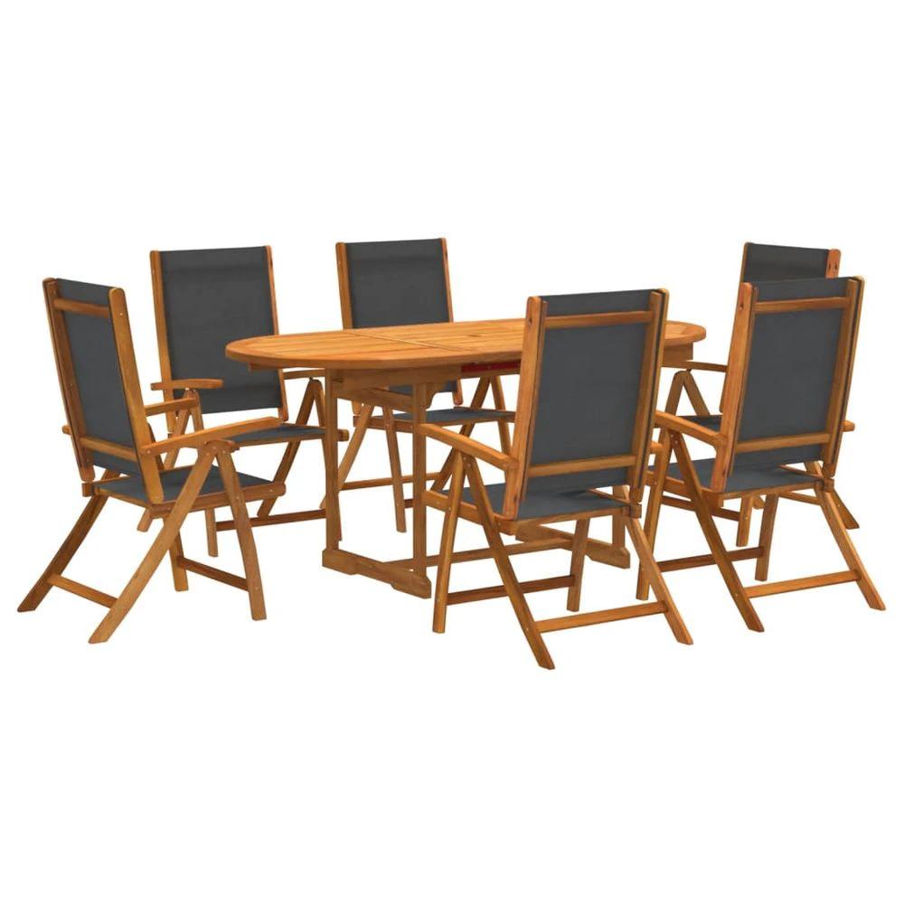 vidaXL 7 Piece vidaXL Garden Dining Set Solid Wood Acacia and Textilene - Uncategorized Garden Set
