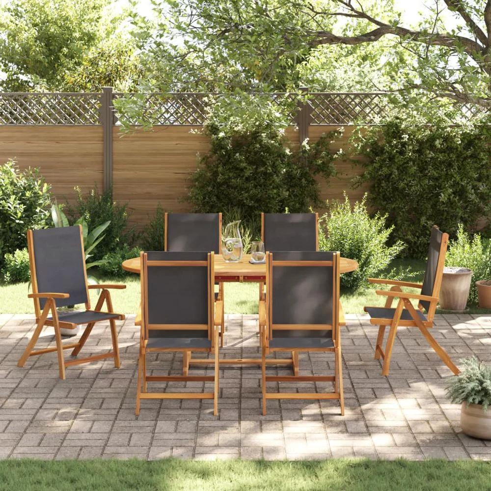 7 Piece vidaXL Garden Dining Set Solid Wood Acacia and Textilene - Garden Set from vidaXL