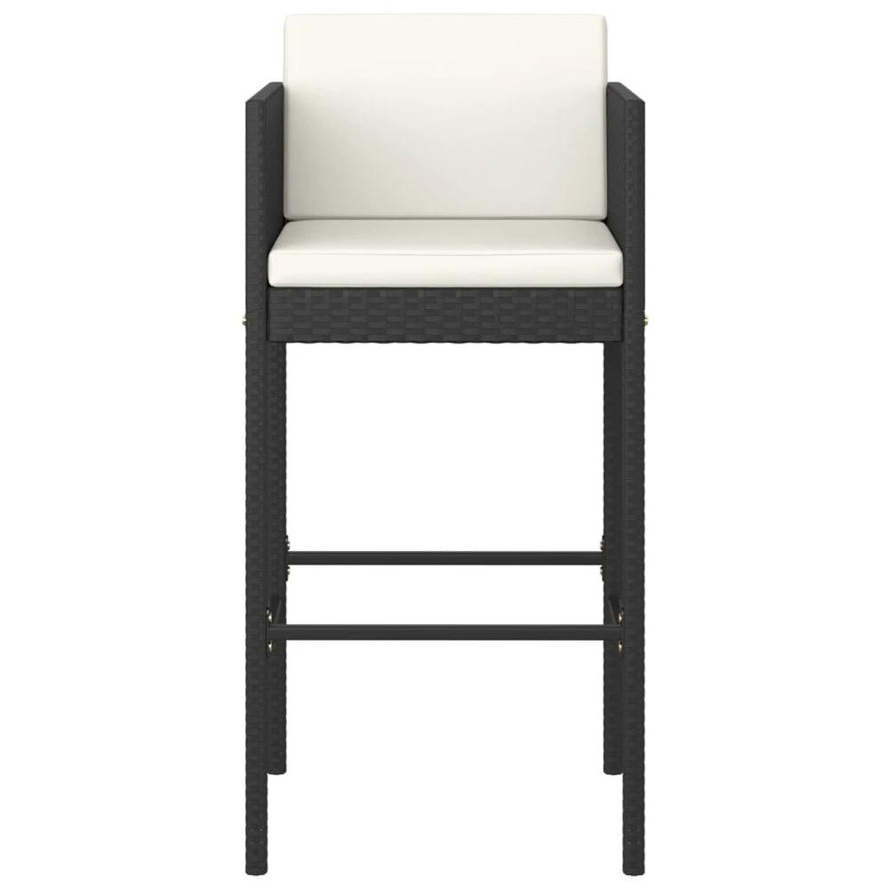 Bar Stools 4 pcs with Cushions vidaXL Black Poly Rattan - Garden Set from vidaXL