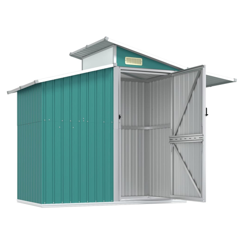 vidaXL vidaXL Garden Shed Green 270x130x208.5 cm Galvanised Steel - Garden Shed