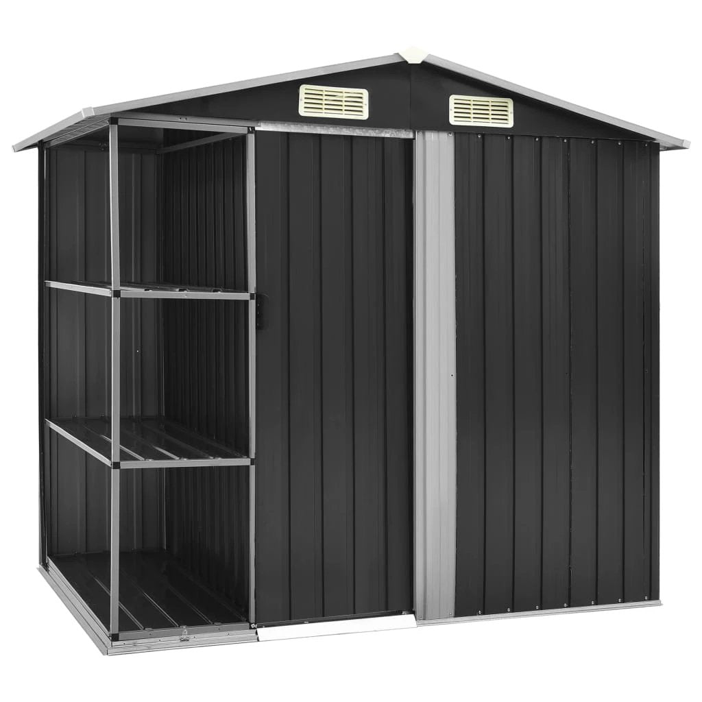 vidaXL Garden Shed with Rack Grey 205x130x183 cm Iron by vidaXL