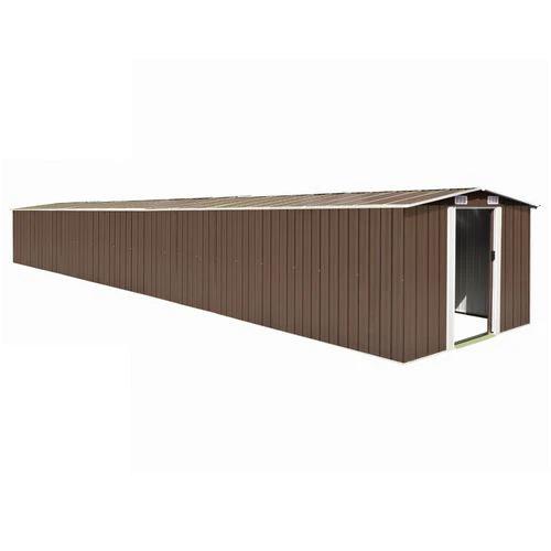 vidaXL Garden Shed Brown 257x990x181 cm Galvanised steel - Garden Shed from vidaXL