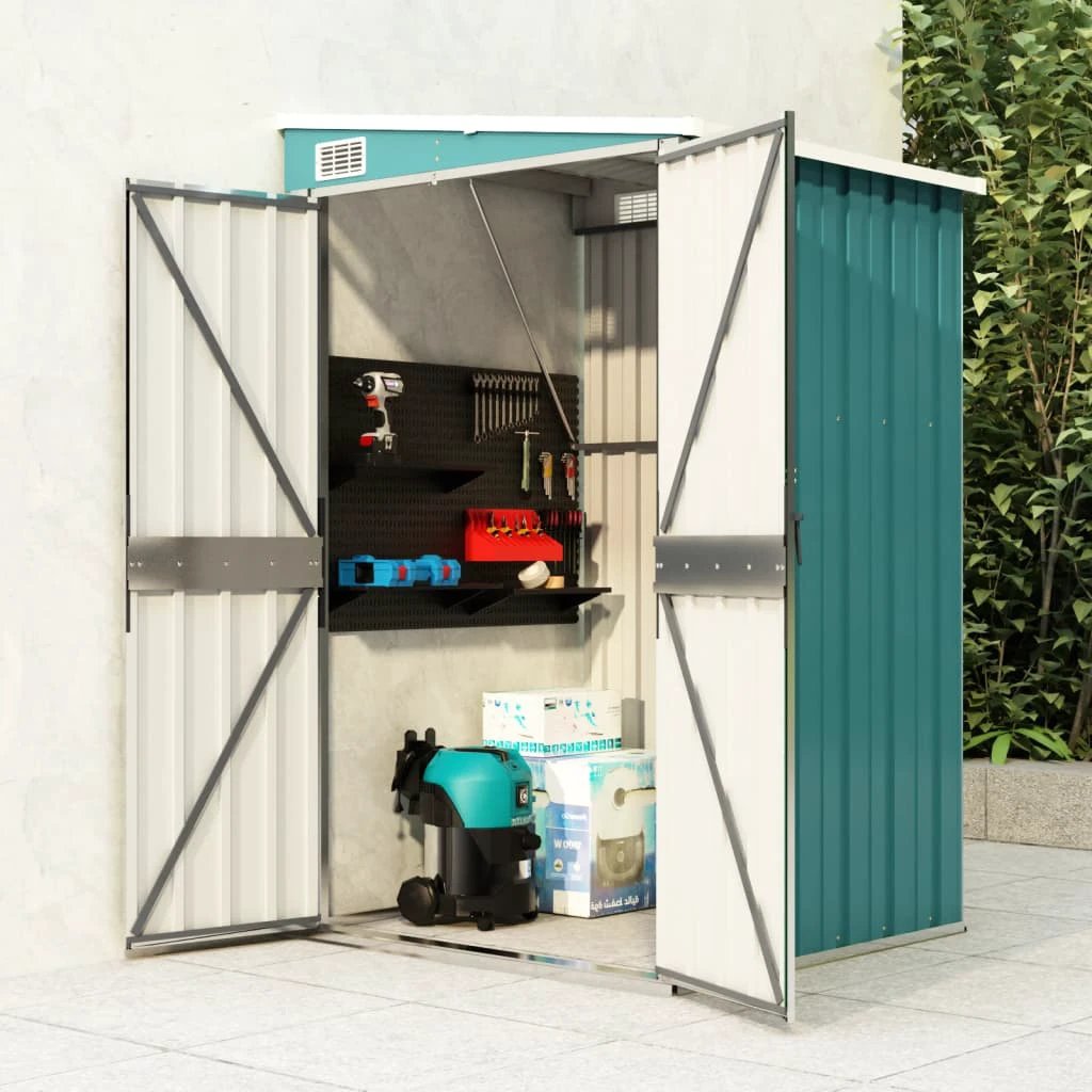 vidaXL vidaXL Wall-mounted Garden Shed Green 118x100x178 cm Galvanised Steel - Garden Shed