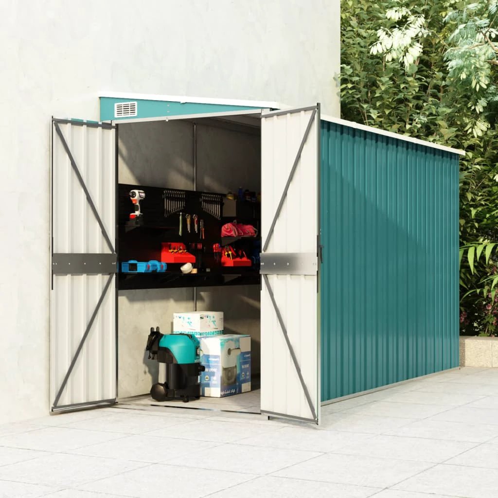 vidaXL Wall-mounted Garden Shed Green 118x100x178 cm Galvanised Steel by vidaXL
