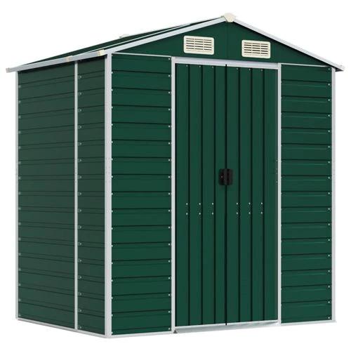 vidaXL Garden Shed Green 191x130x198 cm Galvanised Steel - Garden Shed