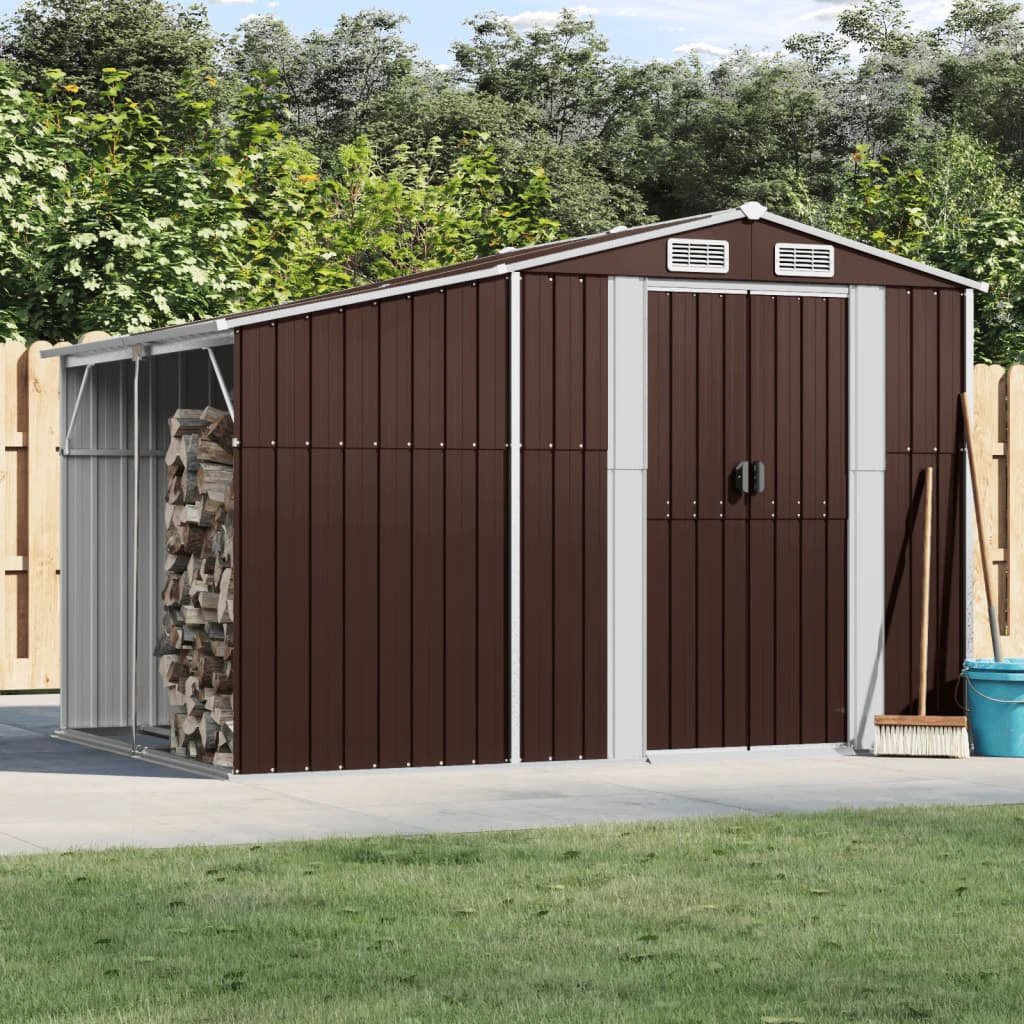 vidaXL vidaXL Garden Shed Green 277x93x179 cm Galvanised Steel - Garden Shed