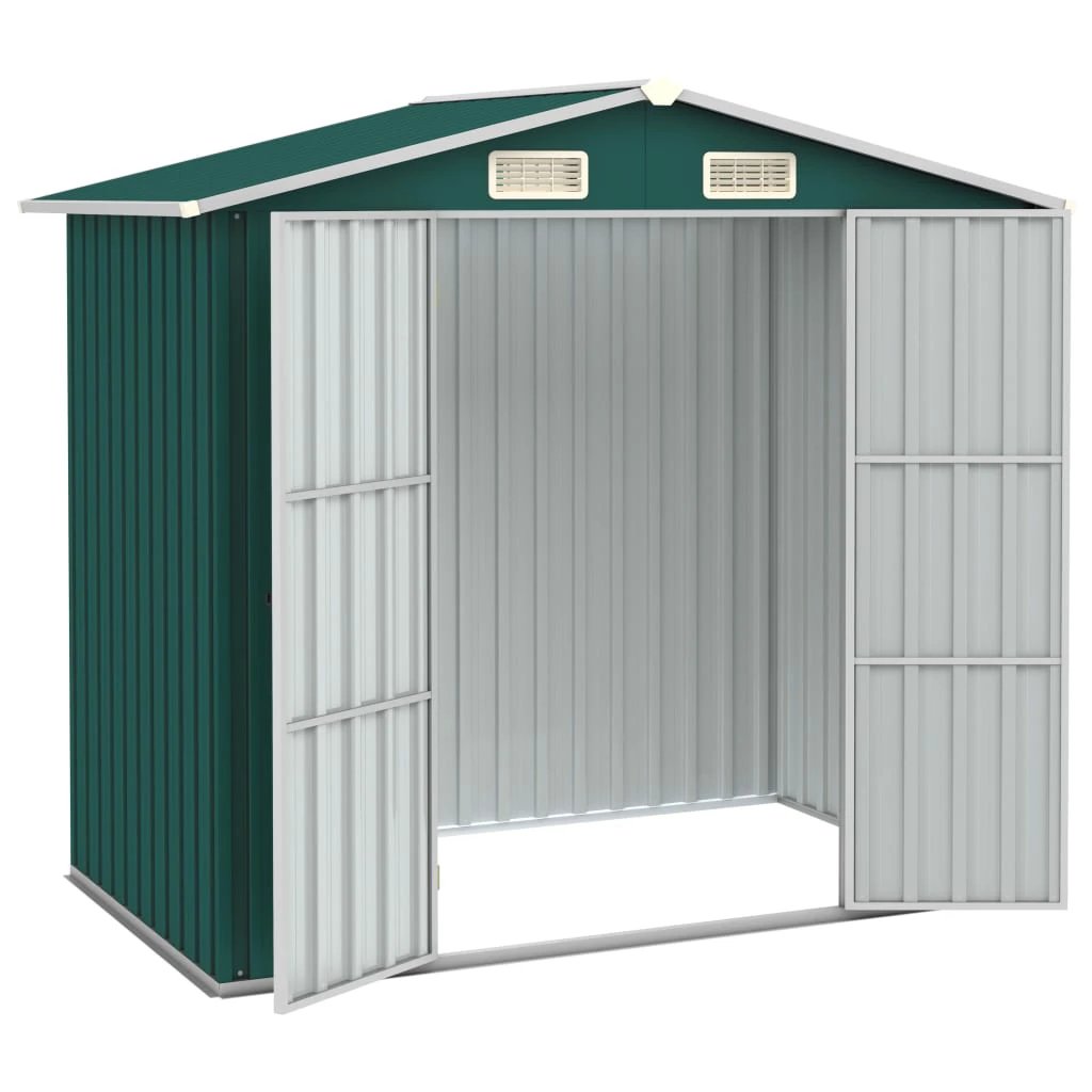 vidaXL Garden Shed Green 205x129x183 cm Galvanised Steel by vidaXL