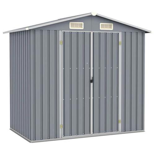 vidaXL Garden Shed Green 205x129x183 cm Galvanised Steel - Garden Shed