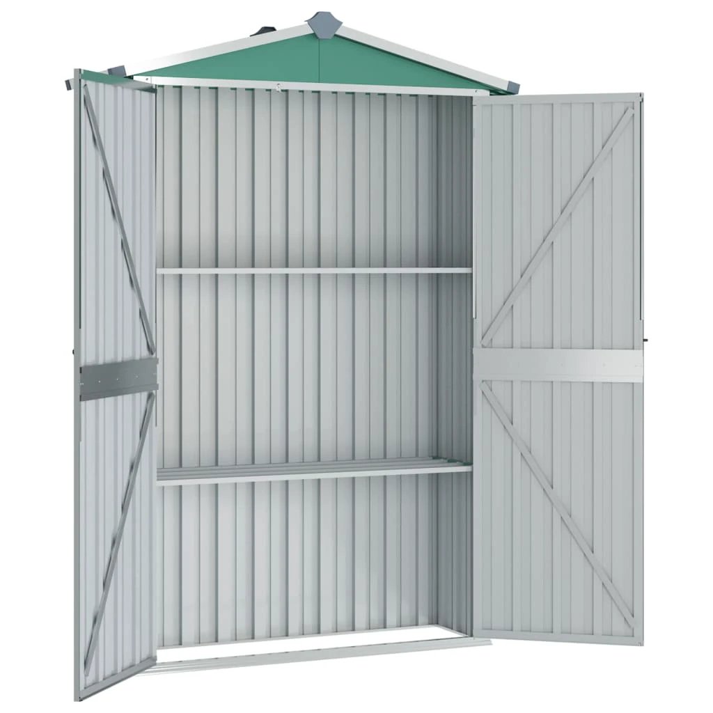 vidaXL Garden Shed Green 116x45x175 cm Galvanised Steel - Garden Shed