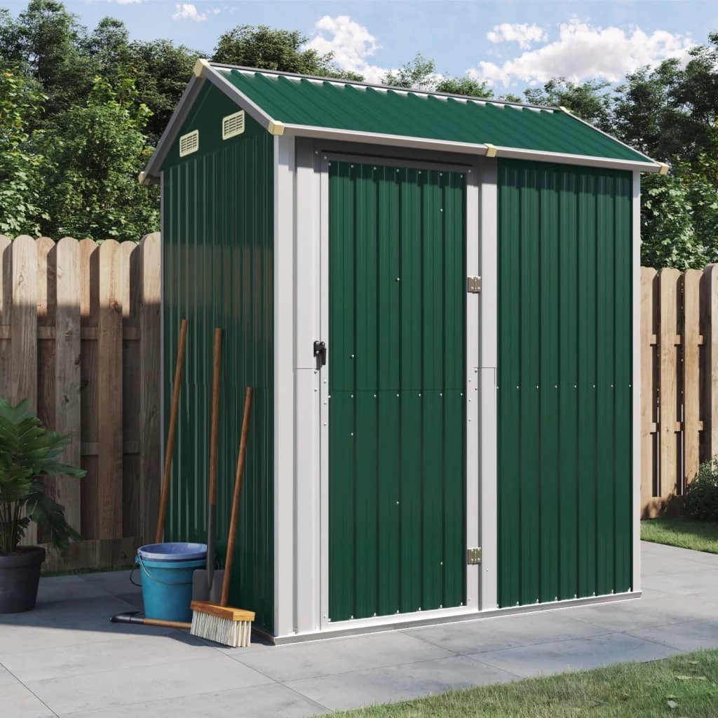 vidaXL Garden Shed Green 192x152.5x237 cm Galvanised Steel by vidaXL