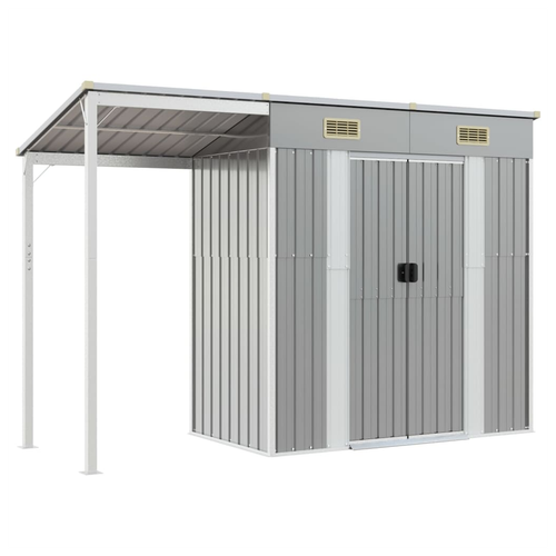 vidaXL Garden Shed with Extended Roof Green 277x110.5x181 cm Steel by vidaXL