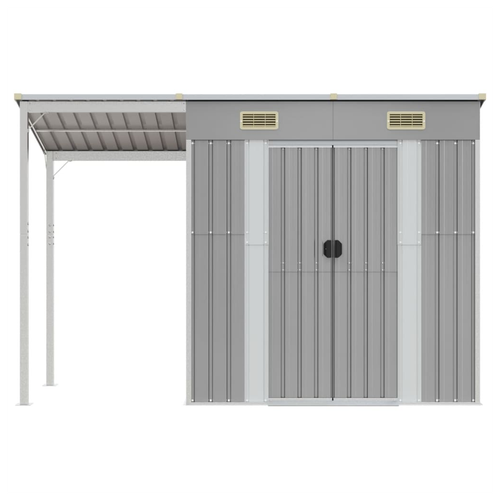 vidaXL Garden Shed with Extended Roof Green 277x110.5x181 cm Steel by vidaXL