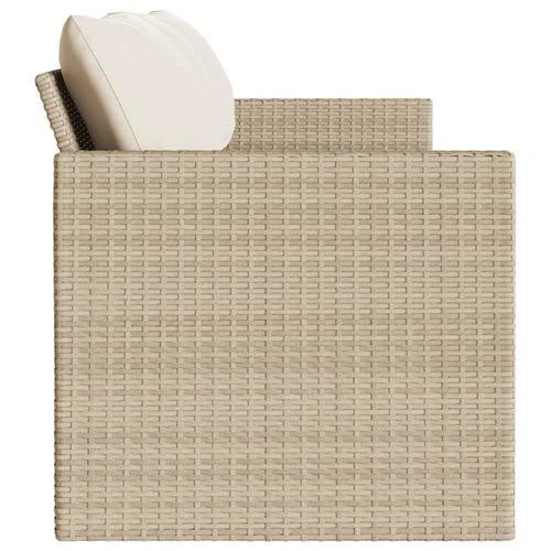 vidaXL vidaXL Garden Sofa with Cushions 3-Seater Beige Poly Rattan - Garden Sofa Sets