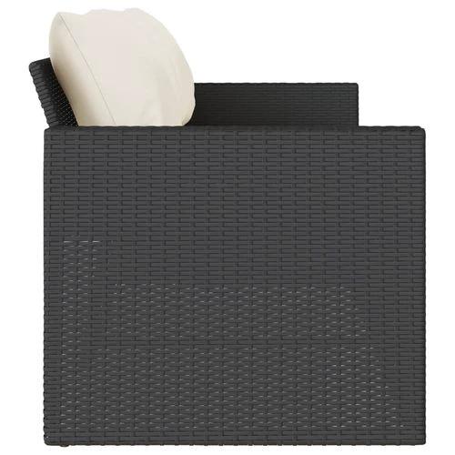 vidaXL Garden Sofa with Cushions 3-Seater Black Poly Rattan by vidaXL