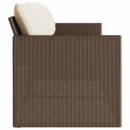 vidaXL Garden Sofa with Cushions 3-Seater Brown Poly Rattan by vidaXL