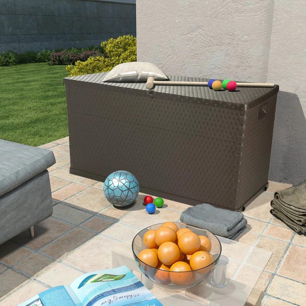 vidaXL Garden Storage Box Brown vidaXL 120x56x63 cm PP Rattan - Uncategorized Garden Storage