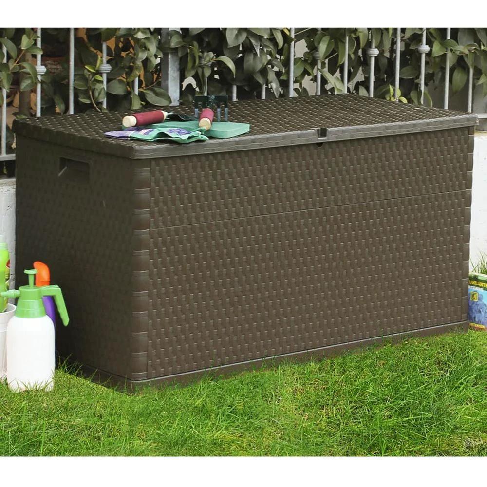 vidaXL Garden Storage Box Brown vidaXL 120x56x63 cm PP Rattan - Uncategorized Garden Storage