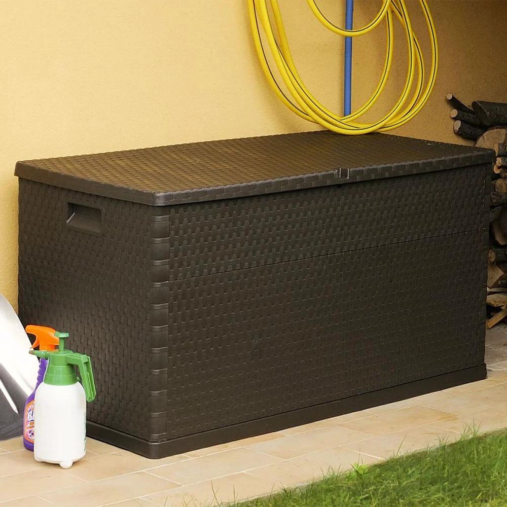 vidaXL Garden Storage Box Brown vidaXL 120x56x63 cm PP Rattan - Uncategorized Garden Storage