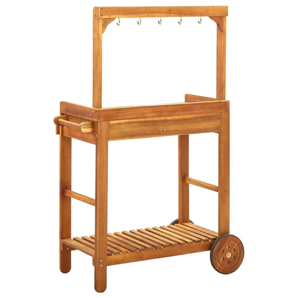 vidaXL Garden Kitchen Trolley vidaXL Solid Acacia Wood 92x43.5x141.5 cm - Uncategorized Garden Storage