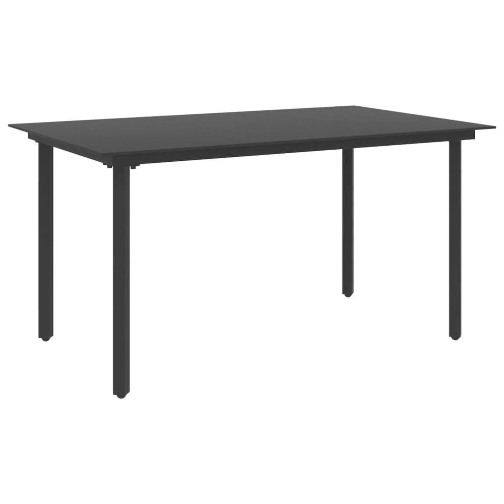 Garden Dining Table Black vidaXL 80x80x74 cm Steel and Glass by vidaXL