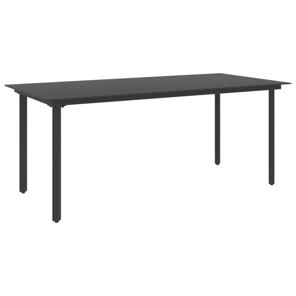 Garden Dining Table Black vidaXL 80x80x74 cm Steel and Glass by vidaXL