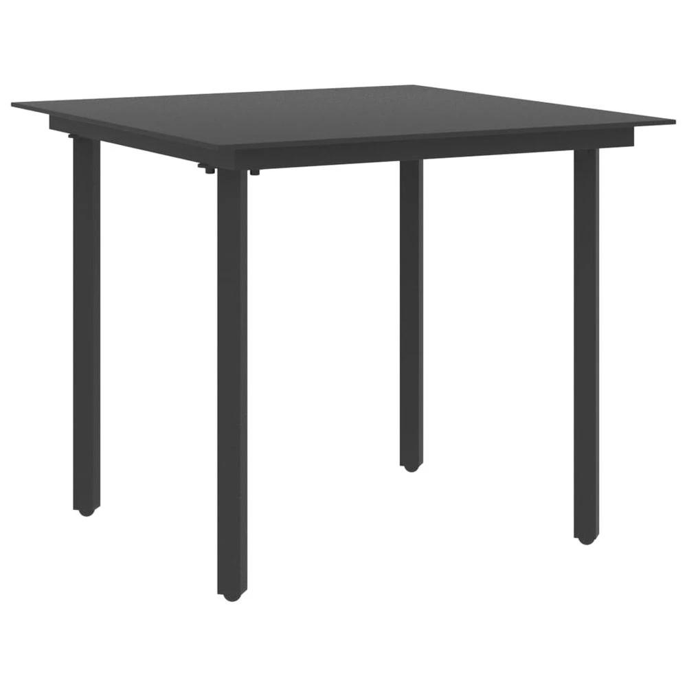 Garden Dining Table Black vidaXL 80x80x74 cm Steel and Glass by vidaXL