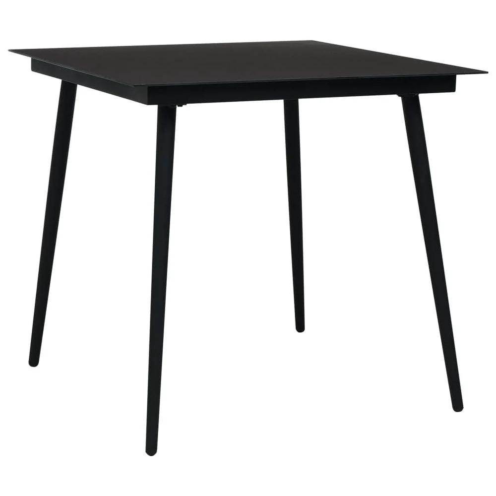 Garden Dining Table Black vidaXL 80x80x74 cm Steel and Glass by vidaXL