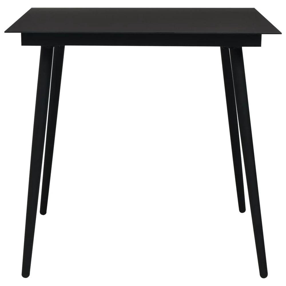 Garden Dining Table Black vidaXL 80x80x74 cm Steel and Glass by vidaXL