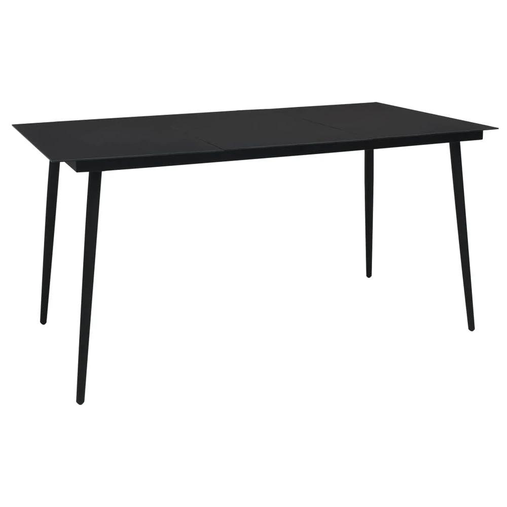 vidaXL Garden Dining Table Black vidaXL 80x80x74 cm Steel and Glass - Uncategorized Garden Table