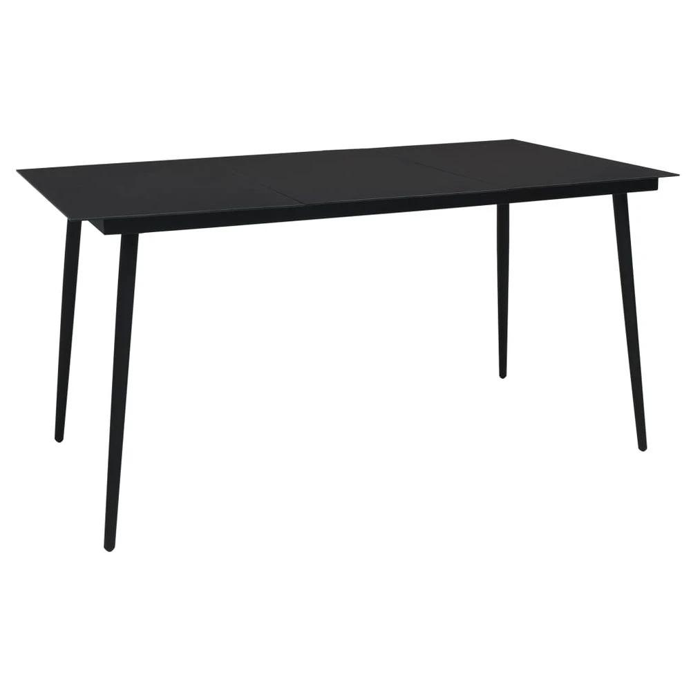 vidaXL Garden Dining Table Black vidaXL 80x80x74 cm Steel and Glass - Uncategorized Garden Table