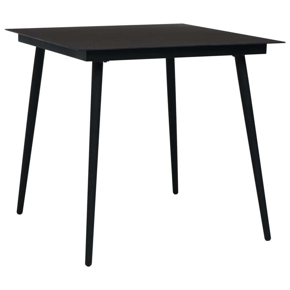 vidaXL Garden Dining Table Black vidaXL 80x80x74 cm Steel and Glass - Uncategorized Garden Table