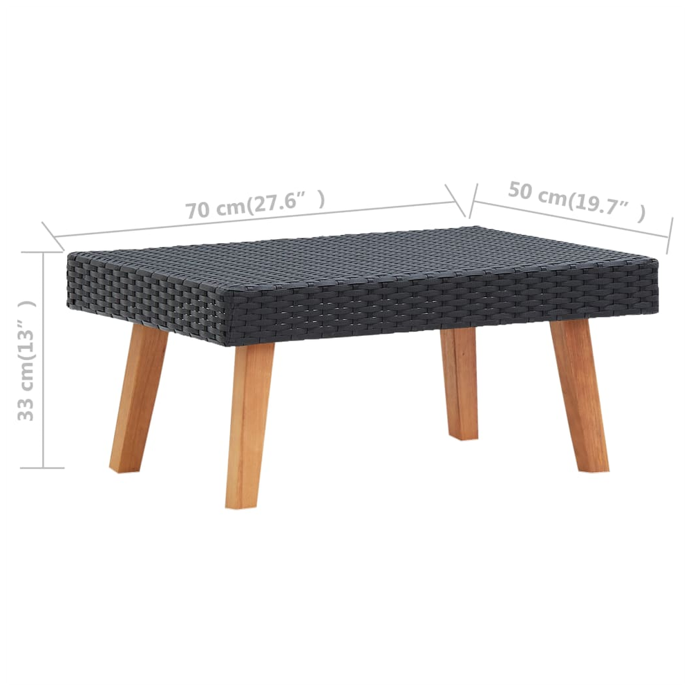 vidaXL Garden Coffee Table Poly Rattan Black by vidaXL