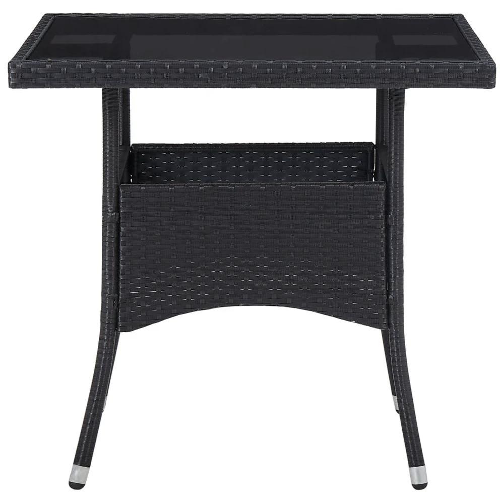 vOutdoor Dining Table Black Poly Rattan and Glass by vidaXL