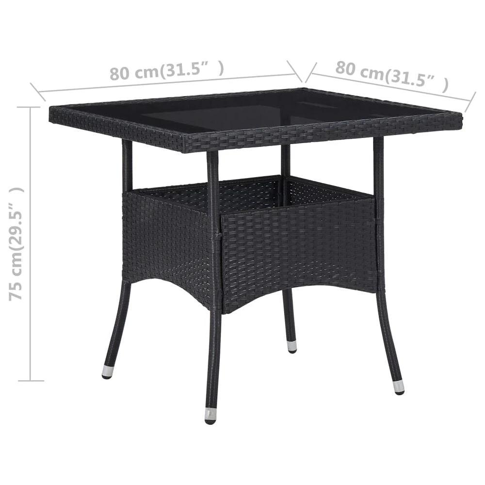 vOutdoor Dining Table Black Poly Rattan and Glass by vidaXL