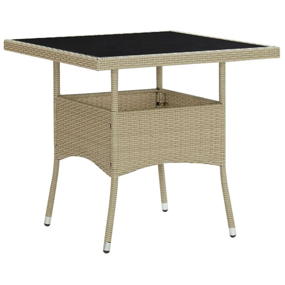 vidaXL vOutdoor Dining Table Black Poly Rattan and Glass - Uncategorized Garden Table